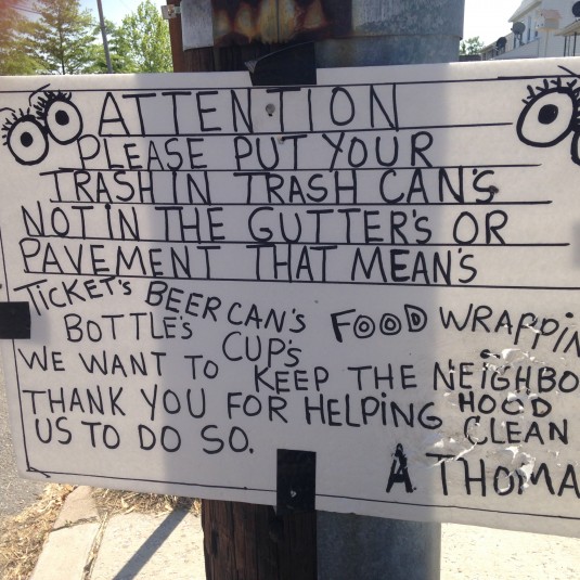 Baltimore clean-up sign
