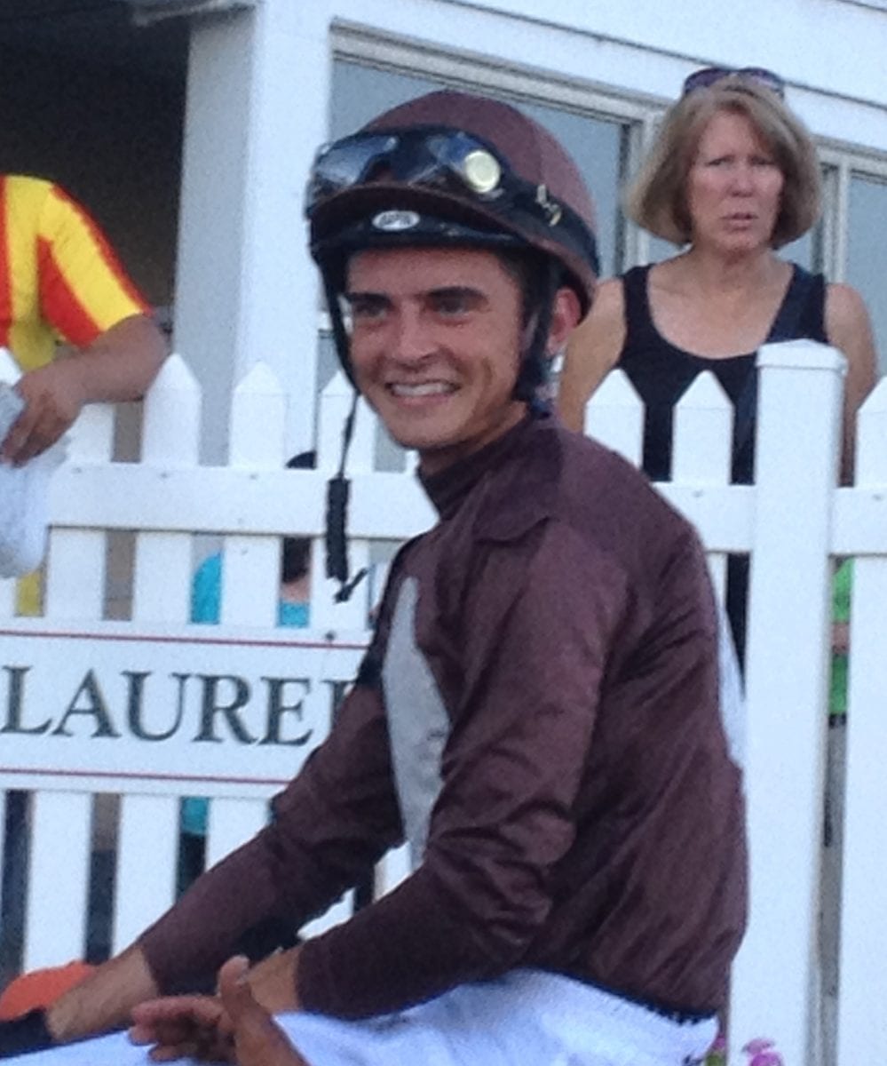 Sheldon Russell, all smiles after winning aboard Wild Chatter. sheldonsmiles