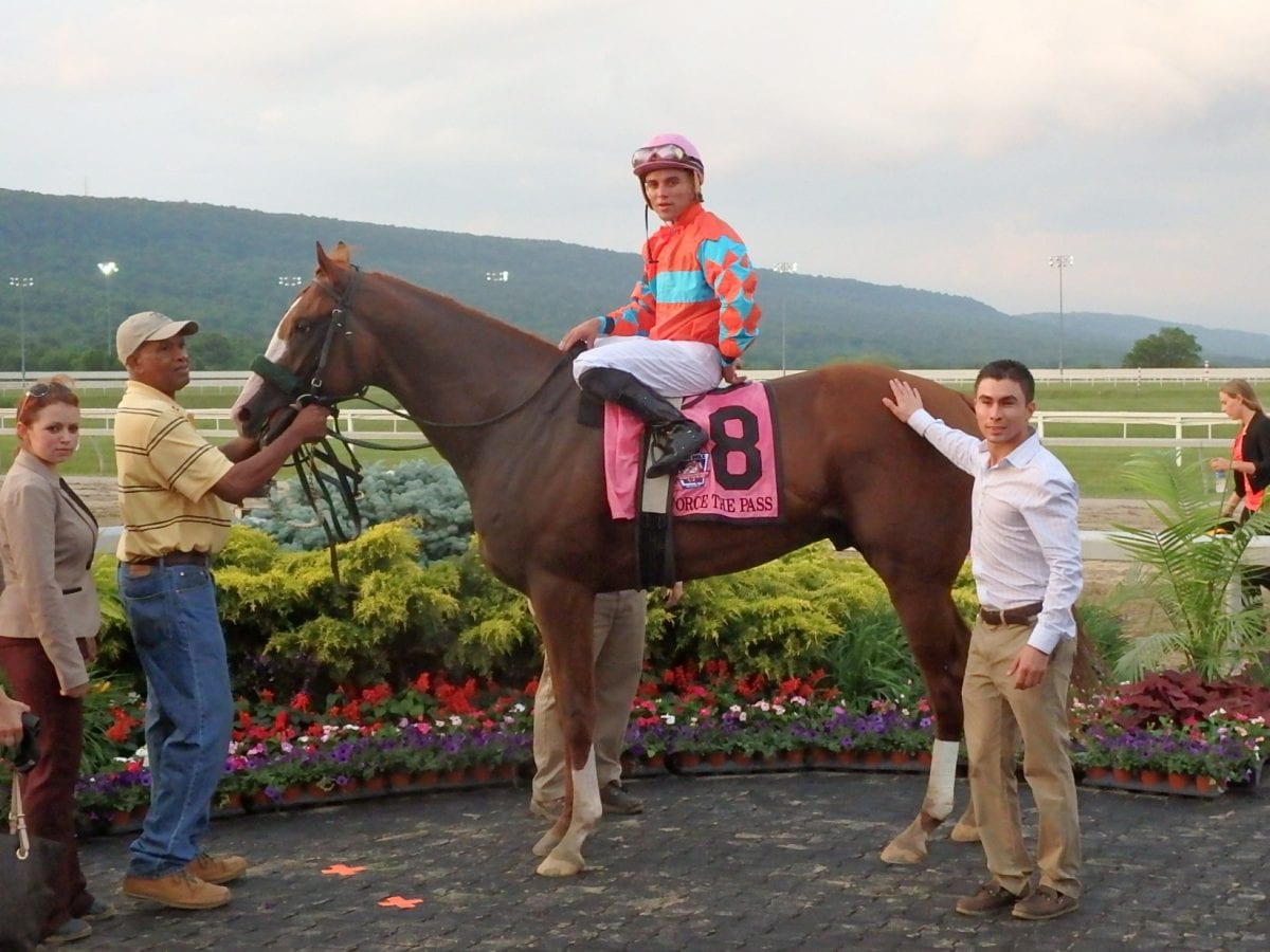 Force the Pass following his win in the G3 Penn Mile. Photo by The Racing Biz. OLYMPUS DIGITAL CAMERA
