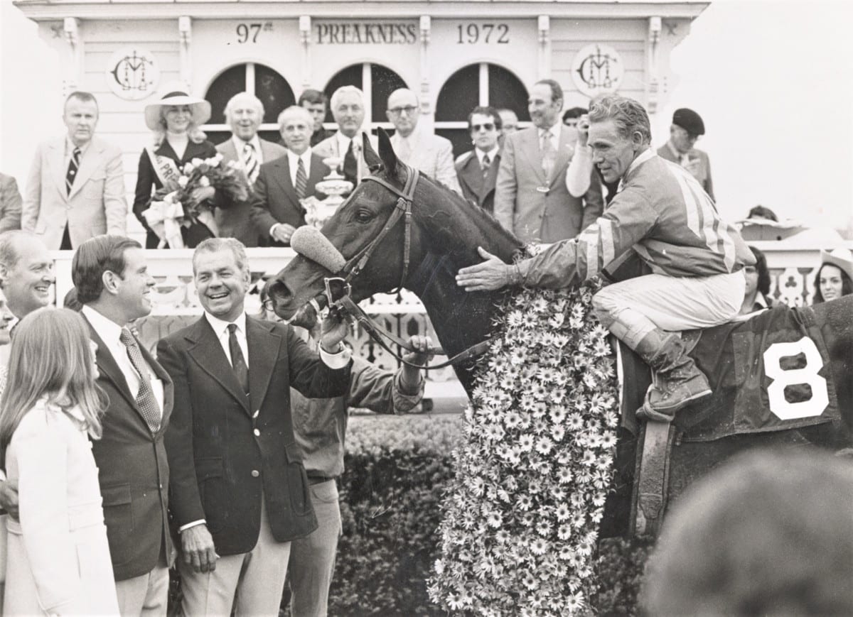 Keeneland Library Thoroughbred Times Collection – Bee Bee Bee, E Nelson up, 1972 Preakness