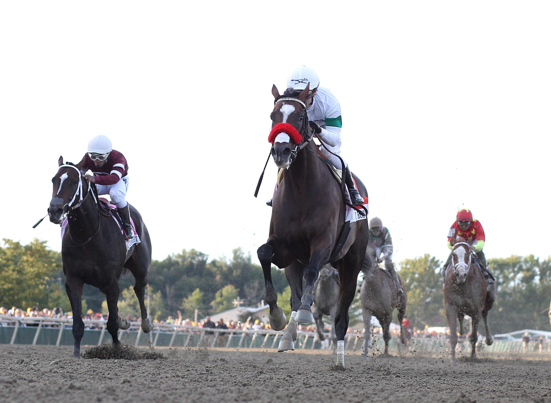 Hot Rod Charlie #7 with Flavien Prat riding won the $1,000,000 Grade 1 Pennsylvania Derby at Parx Racing in Bensalem, Pennsylvania on September 25, 2021. Photo By Bill Denver /EQUI-PHOTO 09-25-21 P 12 Hot Rod Charlie FIN_41 (1)