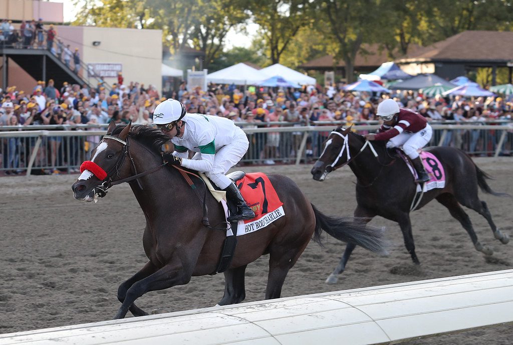 Hot Rod Charlie finally got his Grade 1 in the Pennsylvania Derby. Photo Bill Denver /EQUI-PHOTO. Hot Rod Charlie